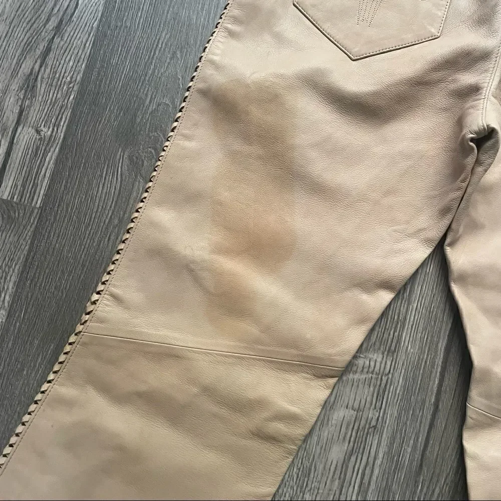 Harley Davidson Vintage Tan Leather Lace Up Pants